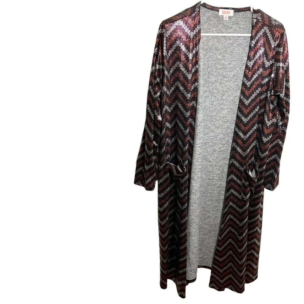 Lularoe Elegant Sarah Duster Cardigan Chevron